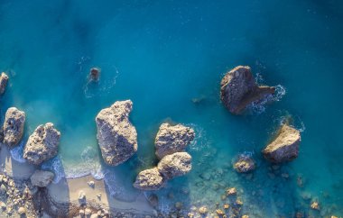 Kalamitsi plaj Lefkada Adası, Yunanistan havadan görünümü. 