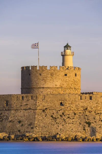 Fortezza di Agios Nikolaos sul porto Mandraki di Rodi — Foto Stock
