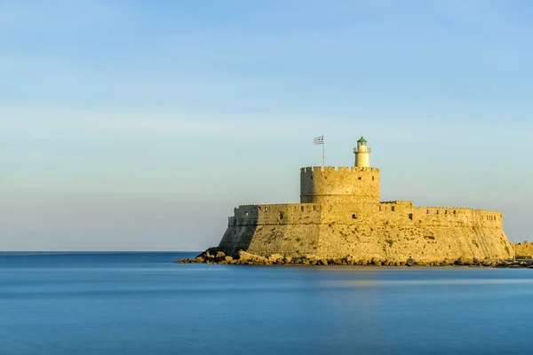 Agios Nikolaos fortress on the Mandraki harbour of Rhodes — Stock Photo, Image