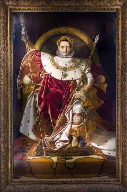 Paris - 10 Aralık 2017: Napoleon resim 1er Fransız İmparatorun 18 Mayıs 1804 6 Nisan 1814 tarafından Jean Auguste Dominique Ingres Ordu Müzesi Paris Fransa