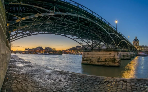 Sekwana Pont Des Arts Institut France Wschodzie Słońca Paryż Francja — Zdjęcie stockowe