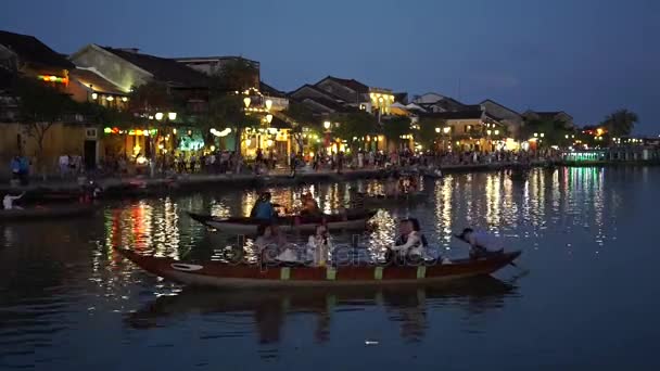 Natt Promenaden Stad Hoi Tourist Landmarken Staden Hoi Vietnam — Stockvideo