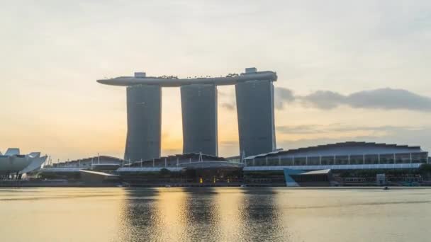 Singapore City Singapore Февраля 2016 Года Marina Bay Sands Ночью — стоковое видео