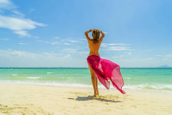 Woman Beach Koh Poda Island — Stock Photo, Image