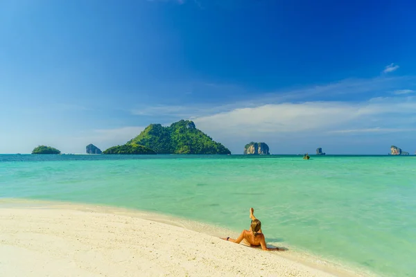 Femme Plage Koh Poda Île — Photo