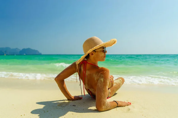 Femme Plage Koh Poda Île — Photo