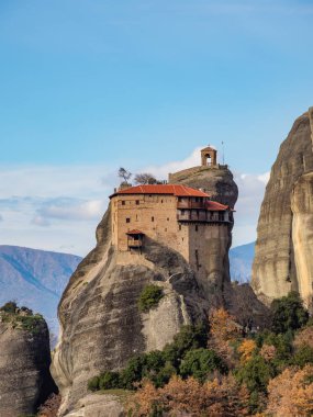 Meteora Yunanistan Manastırı. Kum taşı oluşumları.  