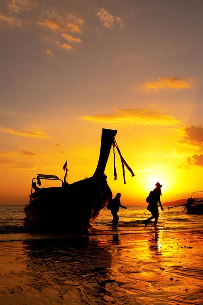 Beautiful Tropical Beach Sunset Summer Resort Krabi Ban Nang Thailand — Stock Photo, Image