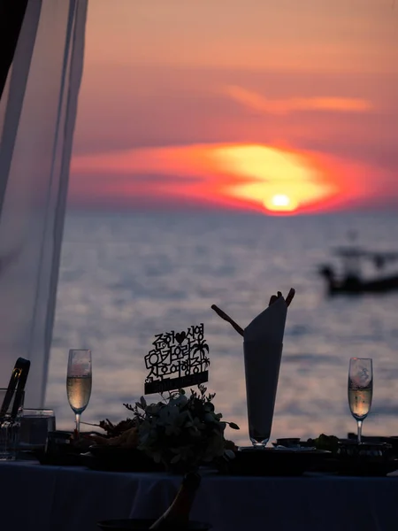 Mesa Cena Playa Bali —  Fotos de Stock