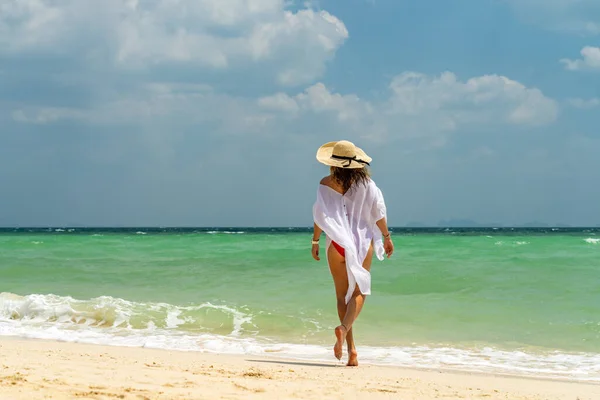 Vacker Kvinna Stranden Thailand — Stockfoto