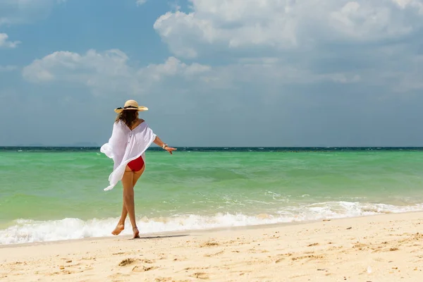 Vacker Kvinna Stranden Thailand — Stockfoto