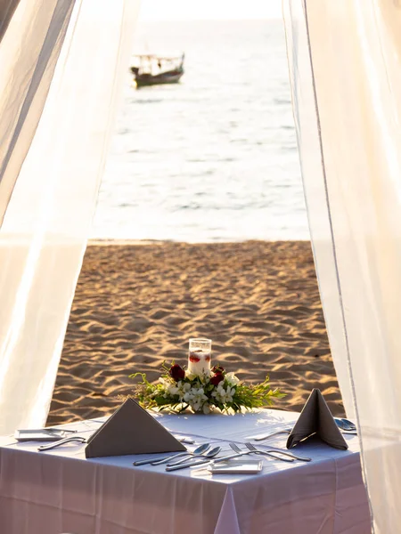 Tavolo Pranzo Spiaggia Bali — Foto Stock