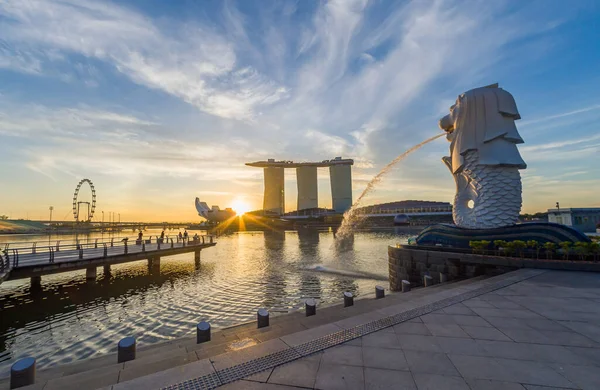 Singapore City Singapore Februari 2020 Singapore Merlion Park Centrum Van — Stockfoto