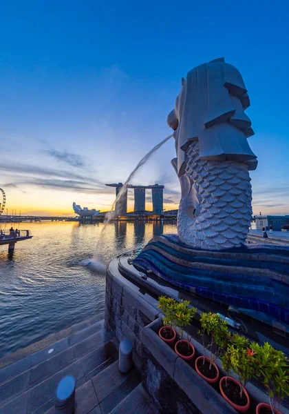 Singapore City Singapore Luty 2020 Singapur Merlion Park Centrum Singapuru — Zdjęcie stockowe