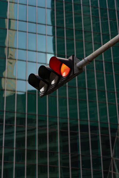 Semáforo Vermelho Centro Cidade — Fotografia de Stock