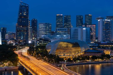 Singapore, Singapore - FEBRUARY 14, 2020: View at Singapore City Skyline at night