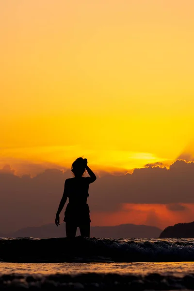 Solnedgång Nang Krabi Provinsen Thailand — Stockfoto