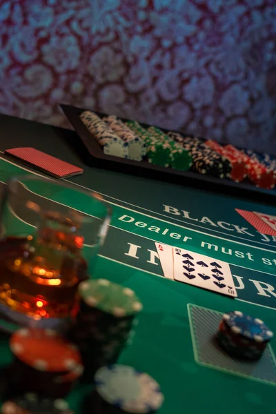 Egy Casino Black Jack Asztal — Stock Fotó