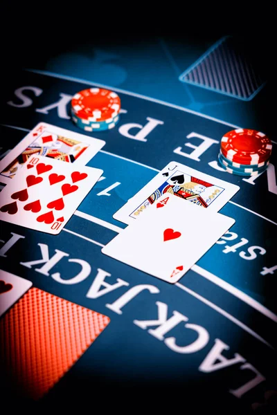 Casino Black Jack Tabela Rasa Dof — Fotografia de Stock