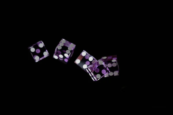 Purple Casino Dices Black Background Shallow Depth Field — Stock Photo, Image