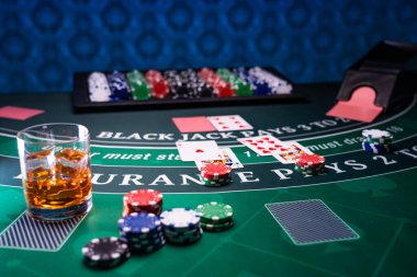 Bir kumarhane Black Jack masası sığ DOF 