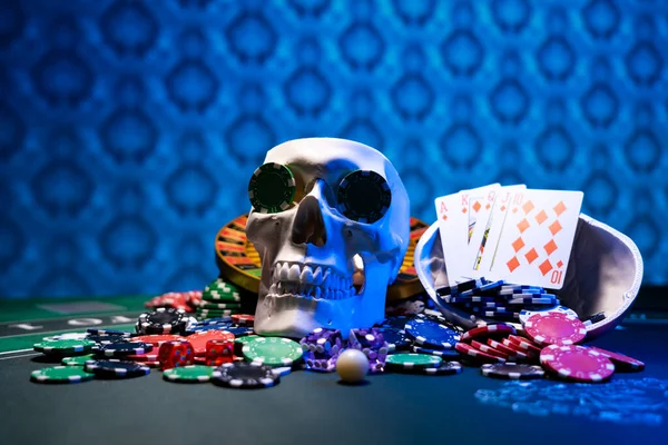 Calavera Humana Mesa Black Jack —  Fotos de Stock