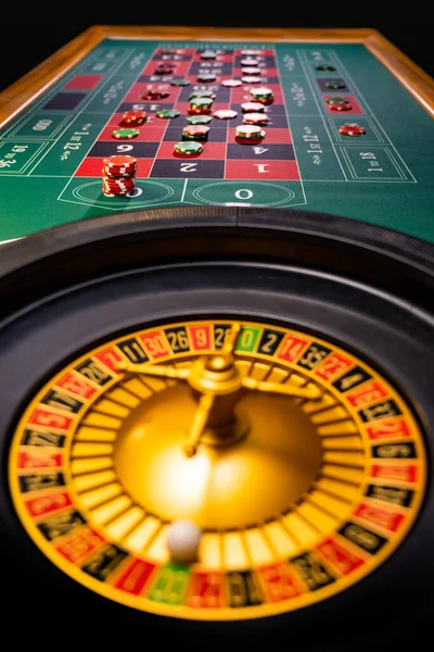 Mesa Ruleta Cerca Casino Enfoque Selectivo — Foto de Stock