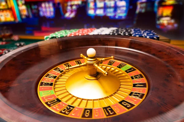 Mesa Ruleta Cerca Casino Enfoque Selectivo — Foto de Stock