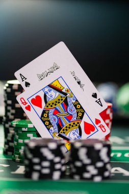 Bir Casino Black Jack masası seçici odak noktası