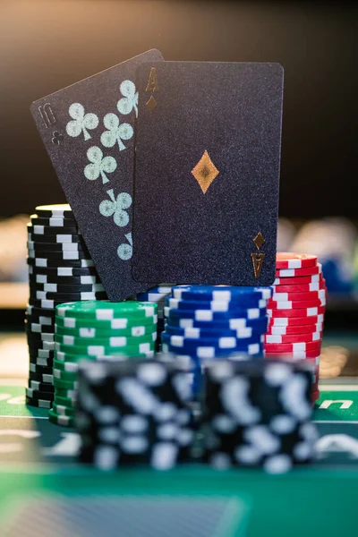 Casino Black Jack Table Selective Focus — Stock Photo, Image