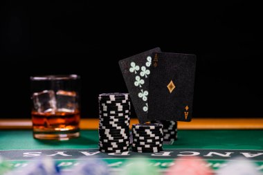 Bir Casino Black Jack masası seçici odak noktası