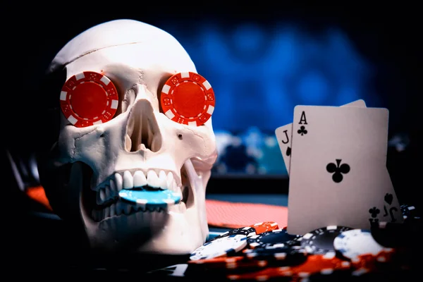 Teschio Umano Tavolo Black Jack — Foto Stock