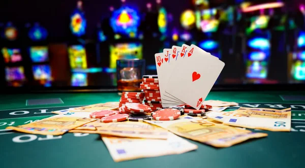 Poker Royal Flush Ero Bills — Stock Photo, Image