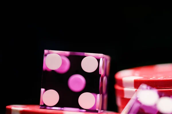 Casino Craps Zbliżenie Kości Płytka Głębia Ostrości — Zdjęcie stockowe