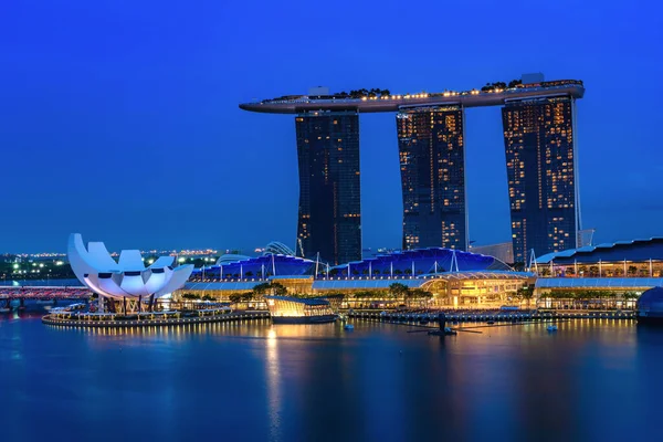 Singapore City Singapore February 2020 Marina Bay Sands Night Largest — Stock Photo, Image