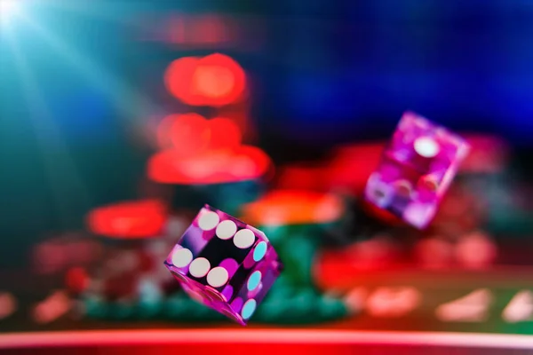 Casino Craps Roulants Dés Gros Plan Profondeur Champ Peu Profonde — Photo
