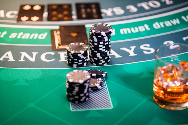 Casino Black Jack Table Selective Focus — Stock Photo, Image