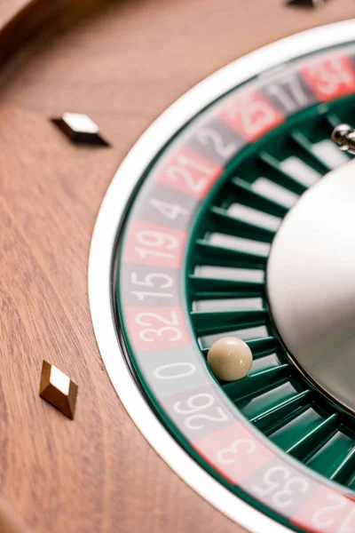 Mesa Ruleta Cerca Casino Enfoque Selectivo — Foto de Stock