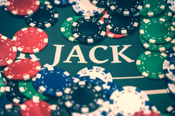 Fichas Casino Uma Mesa Jogos — Fotografia de Stock