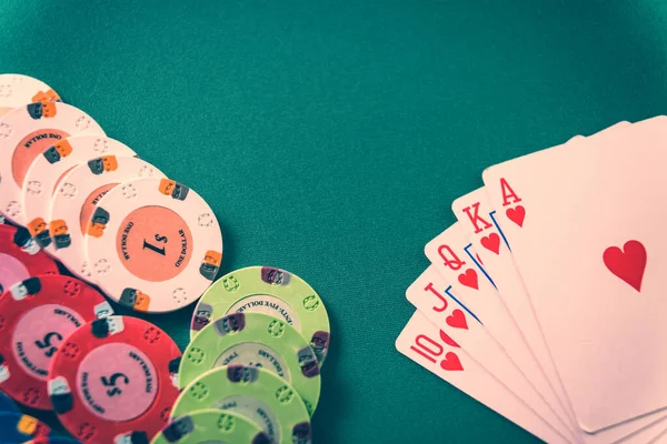 Poker Game Royal Flush Chips — Stock Photo, Image