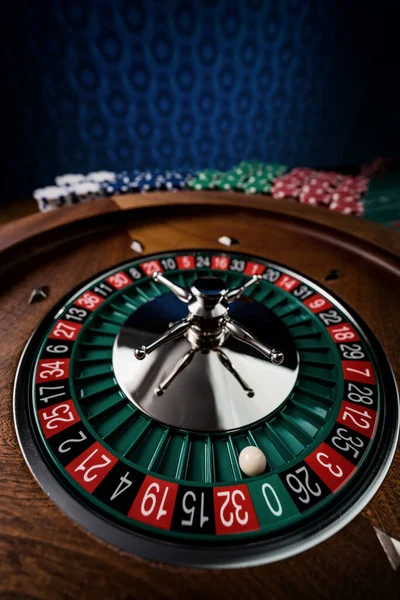 Mesa Roleta Perto Casino Foco Seletivo — Fotografia de Stock