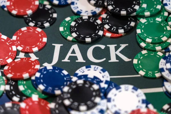 Fichas Casino Uma Mesa Jogos — Fotografia de Stock