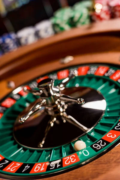 Rueda Ruleta Cerca Casino Enfoque Selectivo — Foto de Stock