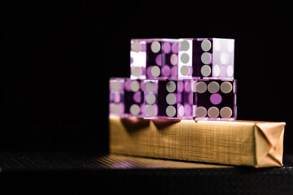 Real Boxed Casino Craps Dice Close Shallow Depth Field — Stock Photo, Image
