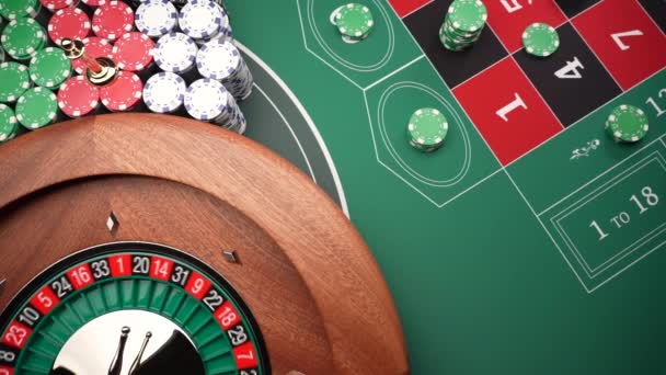 Roulette Tafel Close Bij Het Casino Selectieve Focus — Stockvideo