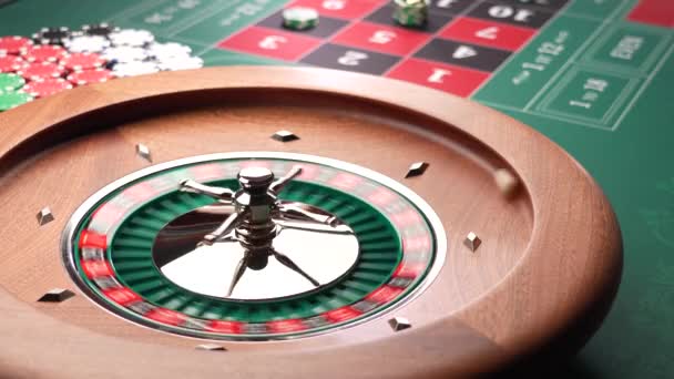 Mesa Ruleta Cerca Casino Enfoque Selectivo — Vídeo de stock