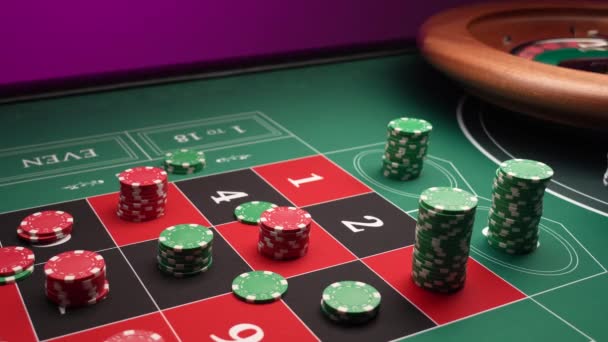 Roulette Table Close Casino Selective Focus — Stock Video