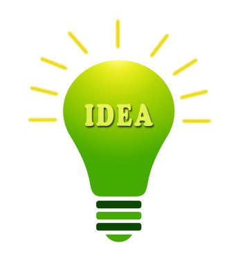 Beyaz fikir metin üzerinde yeşil ampul