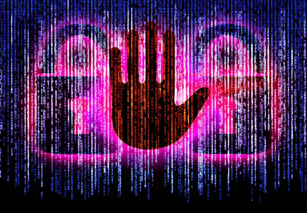 Symbol of internet security with binary character hand and padlock — Stock Photo, Image