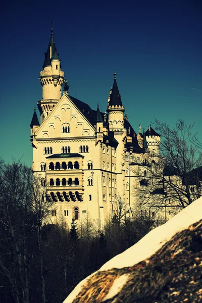 Vista do castelo de Neuschwanstein na Baviera no inverno — Fotografia de Stock